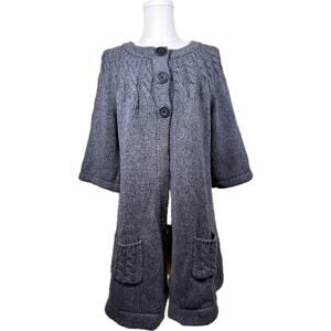 Leo & Nicole Women’s Button/Snap Long Cardigan Sweater, Size Large, Charcoal